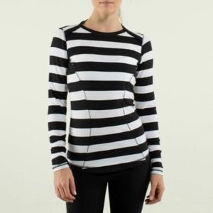 Lululemon Black and White Striped Long Sleeve Shirt